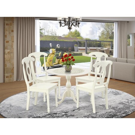 East West Furniture 5 Piece Dublin Dining Set - Linen White DMKE5-LWH-W